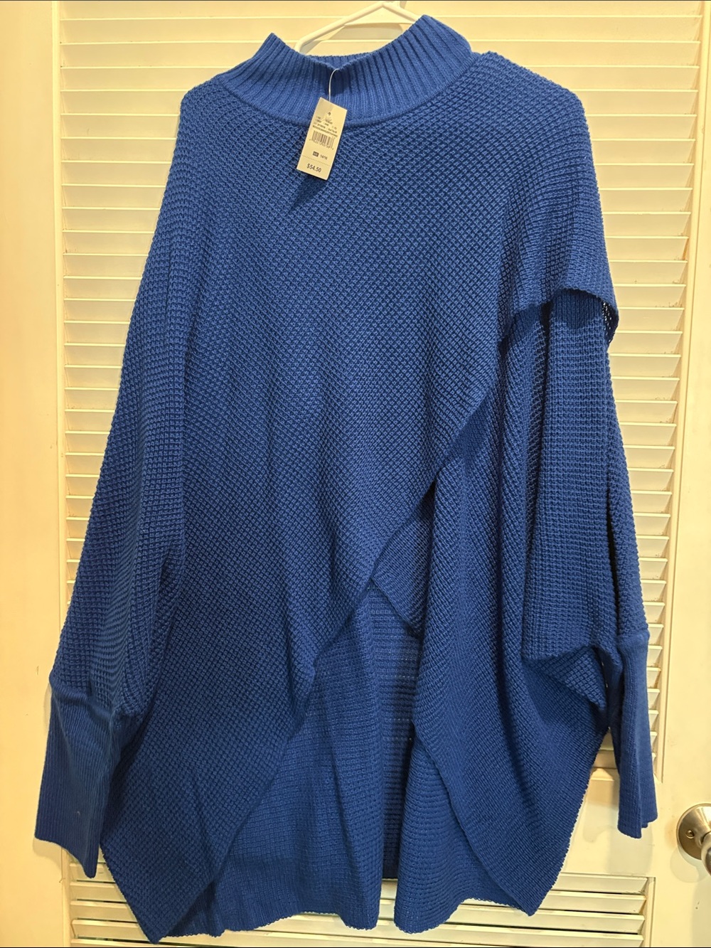 Women’s Blue Knit Pullover Sweater - Casual Mock Neck